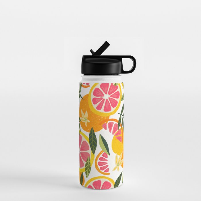 Grapefruit Blooms â Pink & White Water Bottle Gallery Image 1