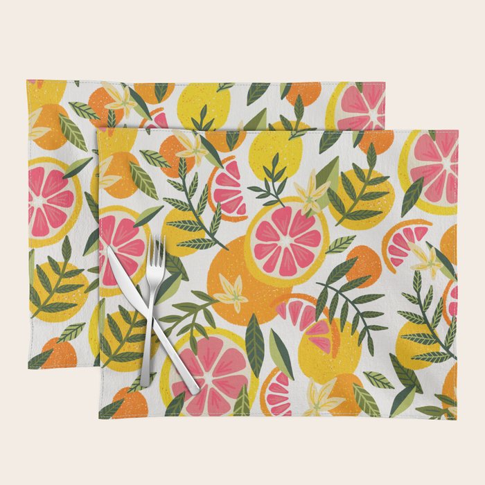 Grapefruit Blooms â Pink & White Placemat Gallery Image 1