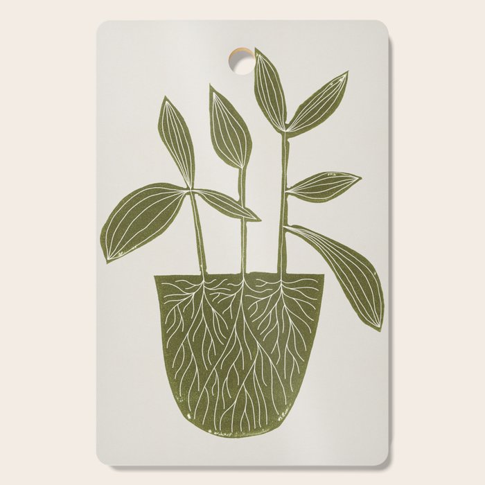Linocut Houseplant #6 Cutting Board Gallery Image 1