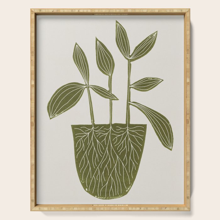 Linocut Houseplant #6 Serving Tray Gallery Image 1