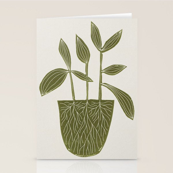 Linocut Houseplant #6 Stationery Card Gallery Image 2