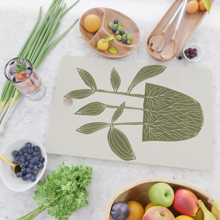 Linocut Houseplant #6 Cutting Board Gallery Image 2