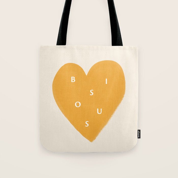 Heart Bisous - Yellow Gold Love French Typography Tote Bag Gallery Image 1