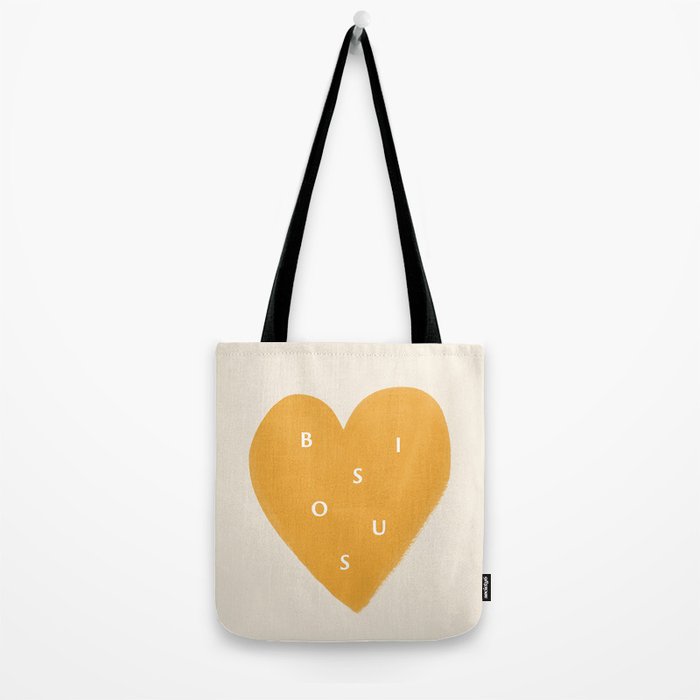 Heart Bisous - Yellow Gold Love French Typography Tote Bag Gallery Image 2