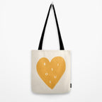 Heart Bisous - Yellow Gold Love French Typography Tote Bag Gallery Image 2