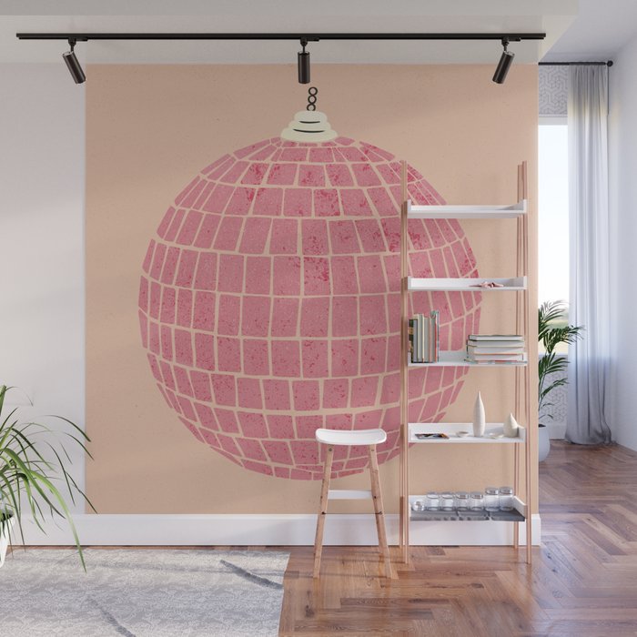 Disco Ball in Pink Wall Mural Gallery Image 1