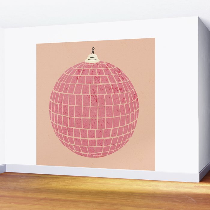 Disco Ball in Pink Wall Mural Gallery Image 2
