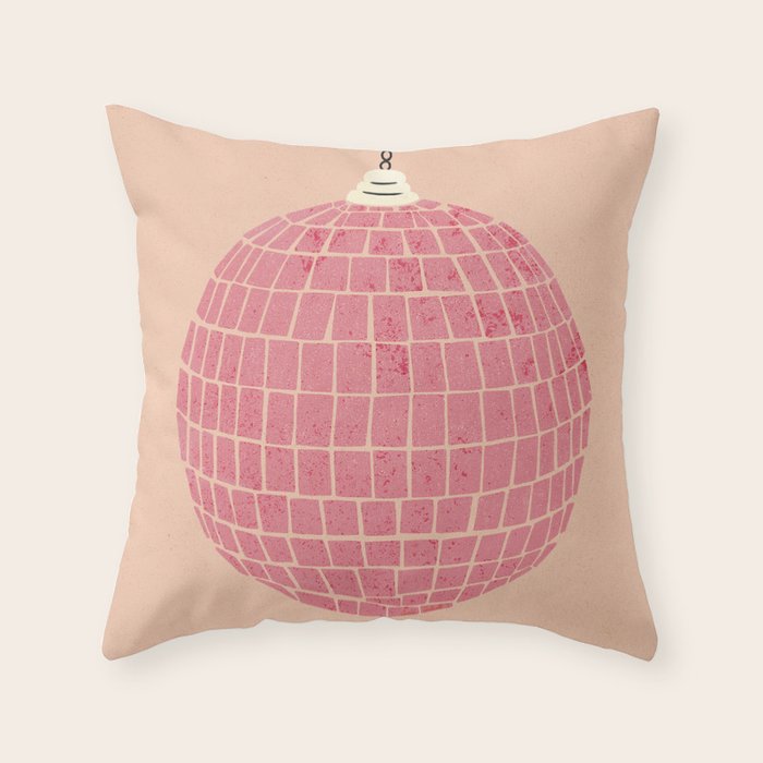 Disco Ball in Pink Throw Pillow Gallery Image 1