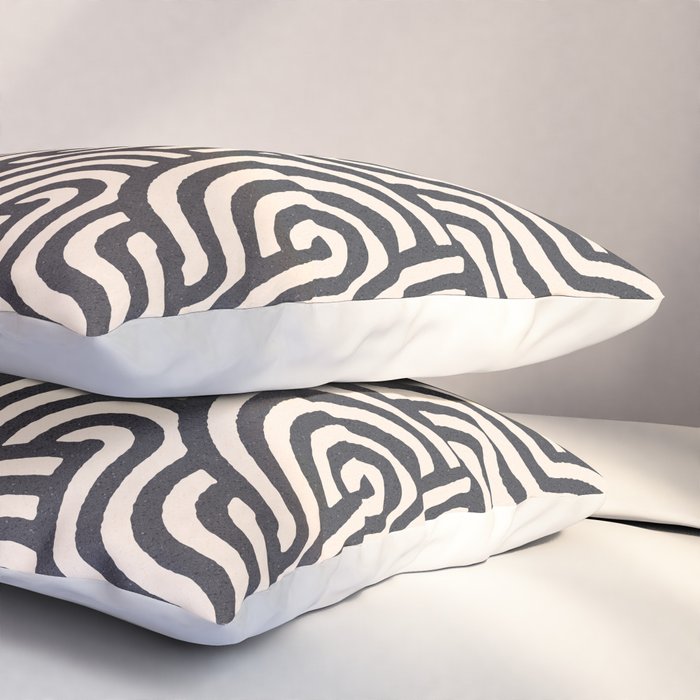 SWIRL Coal and Cream Pillow Sham Gallery Image 3