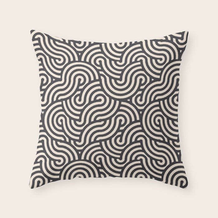 SWIRL Coal and Cream Throw Pillow Gallery Image 1