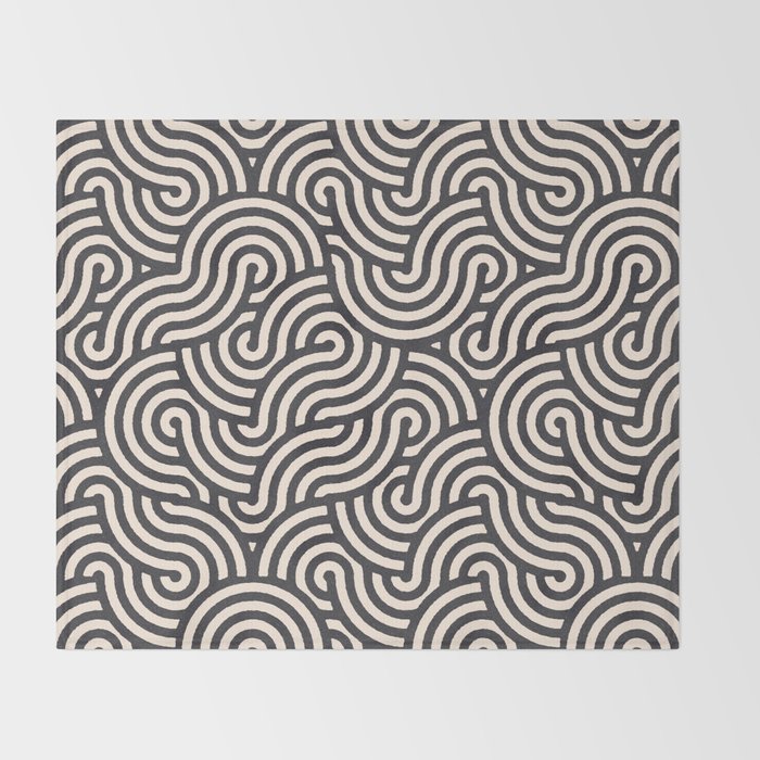 SWIRL Coal and Cream Throw Blanket Gallery Image 2