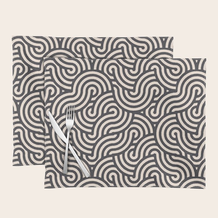 SWIRL Coal and Cream Placemat Gallery Image 1
