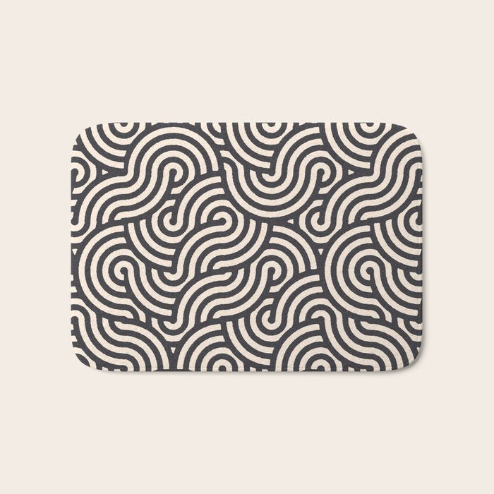 SWIRL Coal and Cream Bath Mat Gallery Image 1