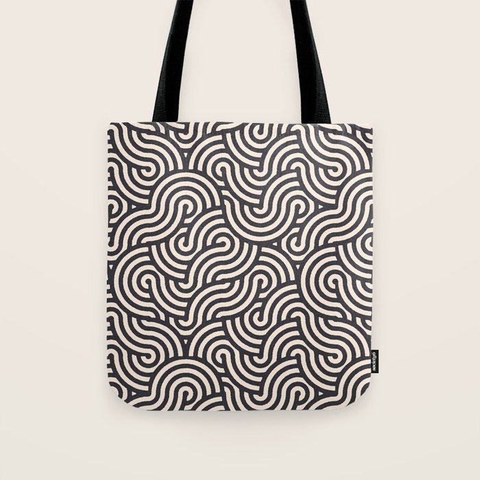 SWIRL Coal and Cream Tote Bag Gallery Image 1