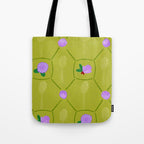 Tennis Rackets & Roses in Lime & Lavender Tote Bag Gallery Image 1