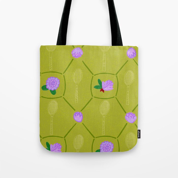 Tennis Rackets & Roses in Lime & Lavender Tote Bag Gallery Image 1