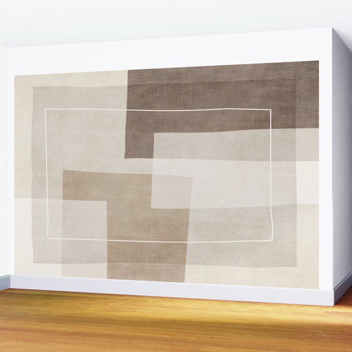 Neutral Minimalist Beige Tones Abstract Artwork Wall Mural Gallery Image 2