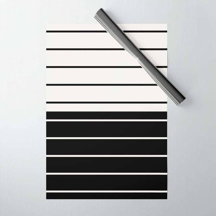 Two Tone Stripes - Black and White Wrapping Paper Gallery Image 1