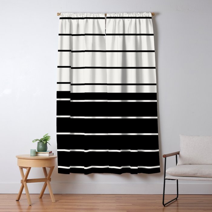 Two Tone Stripes - Black and White Window Curtain Gallery Image 5