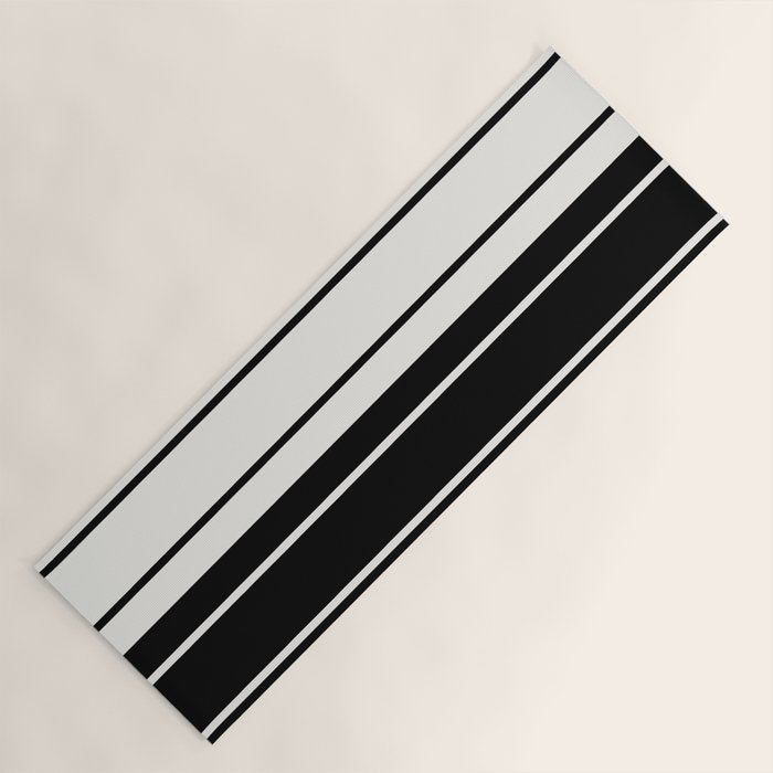 Two Tone Stripes - Black and White Yoga Mat Gallery Image 1
