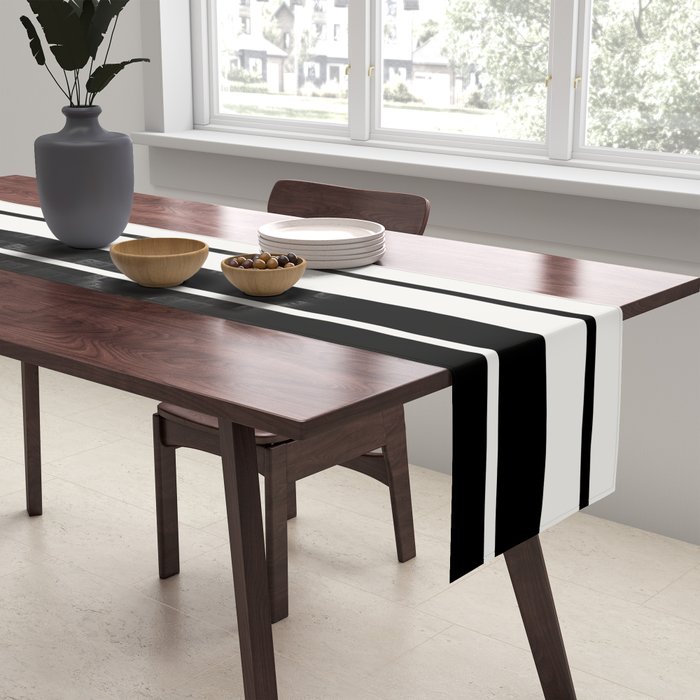 Two Tone Stripes - Black and White Table Runner Gallery Image 2