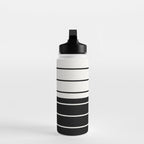 Two Tone Stripes - Black and White Water Bottle Gallery Image 3