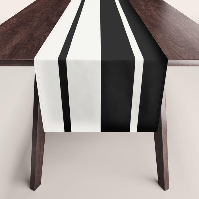 Two Tone Stripes - Black and White Table Runner Gallery Image 1