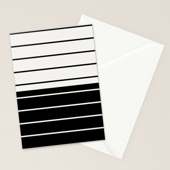 Two Tone Stripes - Black and White Stationery Card Gallery Image 2