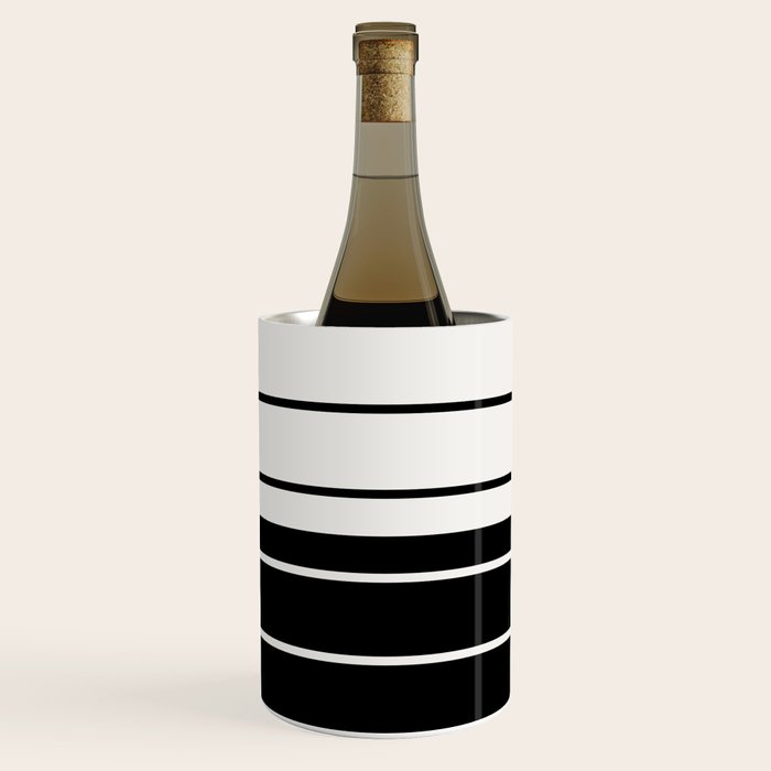 Two Tone Stripes - Black and White Wine Chiller Gallery Image 1