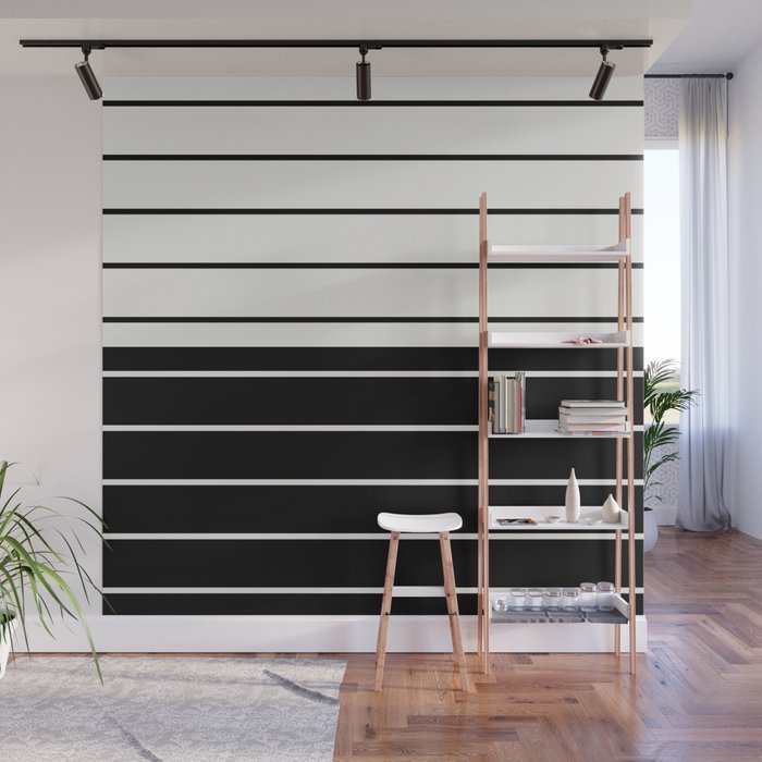 Two Tone Stripes - Black and White Wall Mural Gallery Image 1