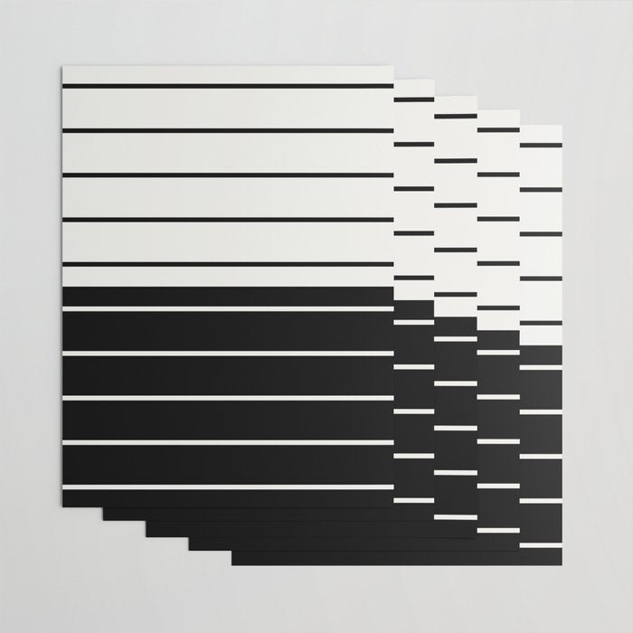 Two Tone Stripes - Black and White Wrapping Paper Gallery Image 3