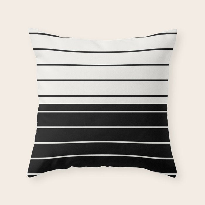 Two Tone Stripes - Black and White Throw Pillow Gallery Image 1