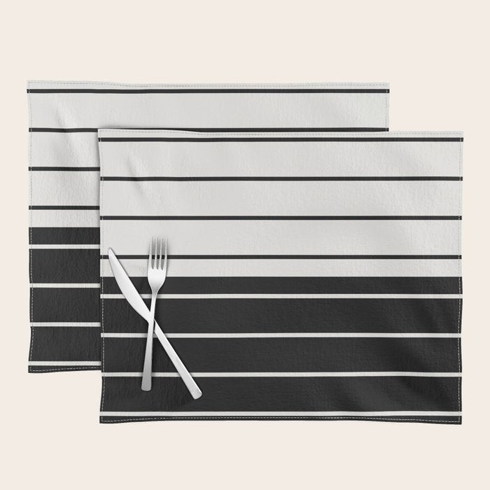 Two Tone Stripes - Black and White Placemat Gallery Image 1