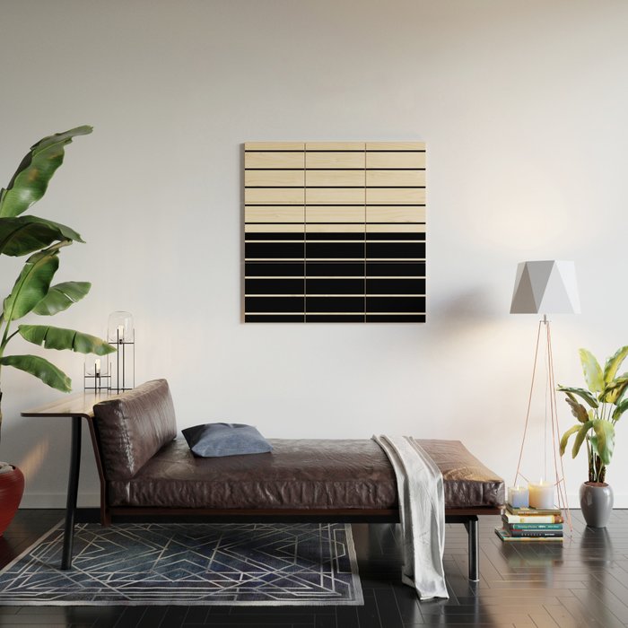 Two Tone Stripes - Black and White Wood Wall Art Gallery Image 2