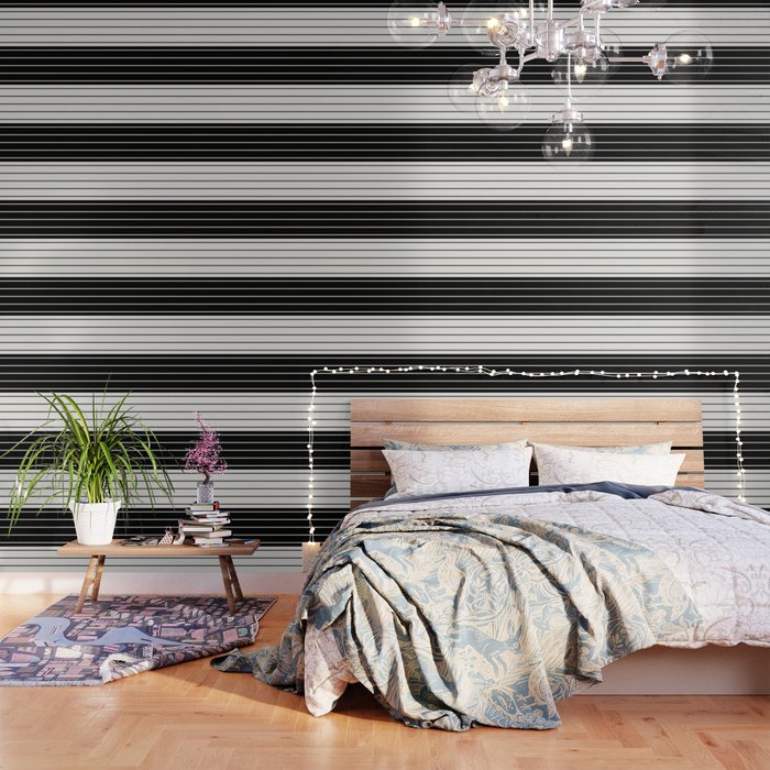 Two Tone Stripes - Black and White Wallpaper Gallery Image 1
