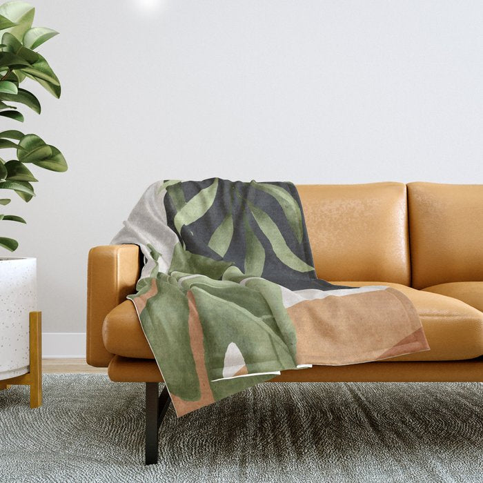 Abstract Art Tropical Leaves 23 Throw Blanket Gallery Image 1