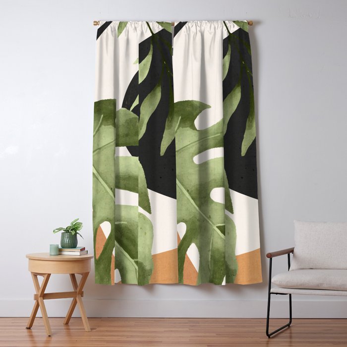 Abstract Art Tropical Leaves 23 Window Curtain Gallery Image 5