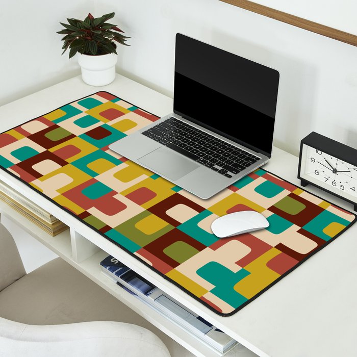 Mid Century Modern Geometric Concordance Abstract Mid Mod Multicolor Pattern Desk Mat Gallery Image 2