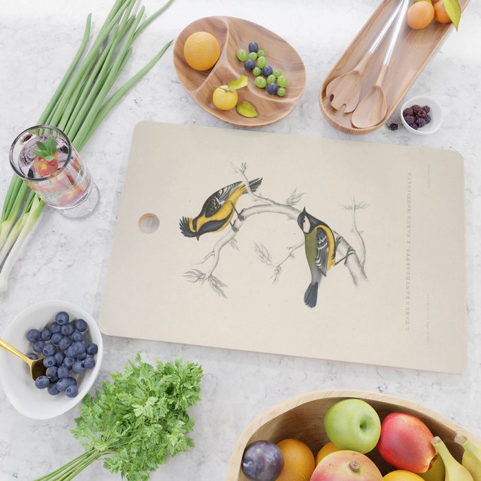 Himalayan black-lored tit and green-backed tit by Elizabeth Gould, 1831 Cutting Board Gallery Image 2
