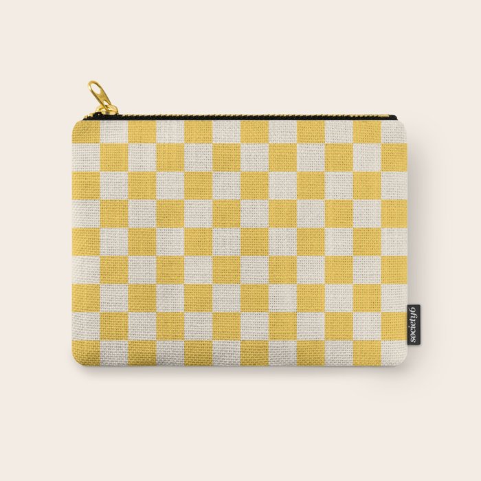 Checkerboard Check Checkered Pattern Yellow Cream Carry All Pouch Gallery Image 1