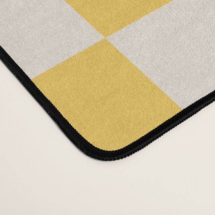 Checkerboard Check Checkered Pattern Yellow Cream Desk Mat Gallery Image 4