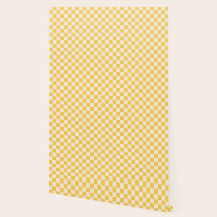 Checkerboard Check Checkered Pattern Yellow Cream Wallpaper Gallery Image 2