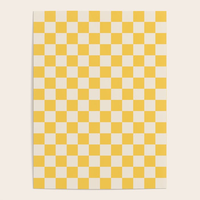 Checkerboard Check Checkered Pattern Yellow Cream Poster Gallery Image 4