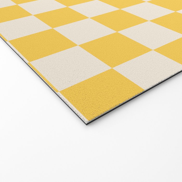 Checkerboard Check Checkered Pattern Yellow Cream Welcome Mat Gallery Image 2
