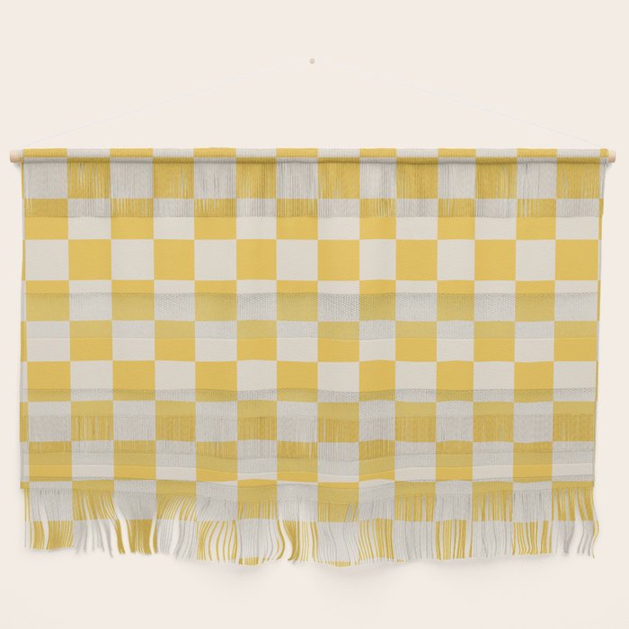 Checkerboard Check Checkered Pattern Yellow Cream Wall Hanging Gallery Image 1
