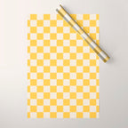 Checkerboard Check Checkered Pattern Yellow Cream Wrapping Paper Gallery Image 1