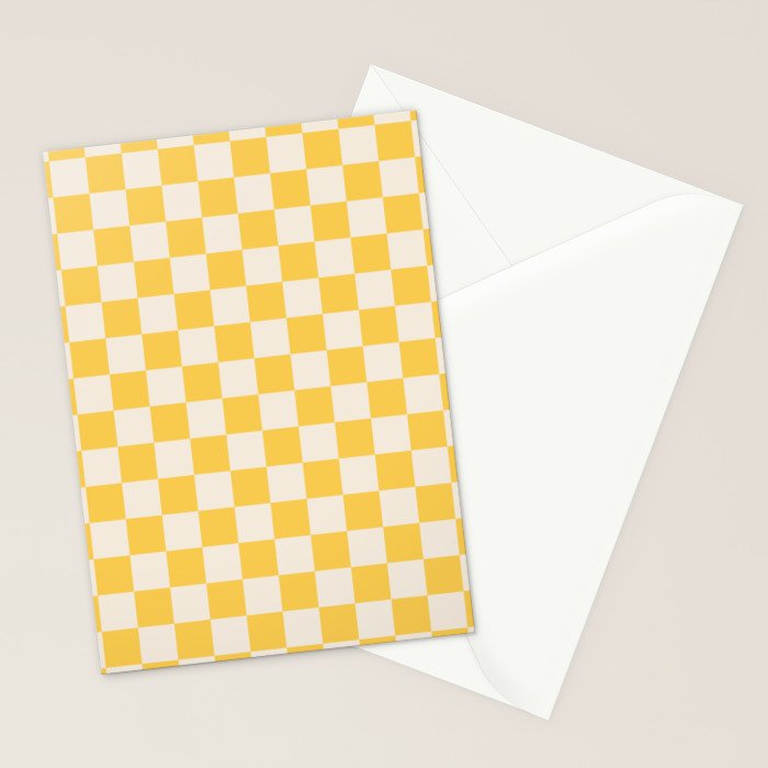 Checkerboard Check Checkered Pattern Yellow Cream Stationery Card Gallery Image 2