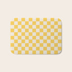 Checkerboard Check Checkered Pattern Yellow Cream Bath Mat Gallery Image 1
