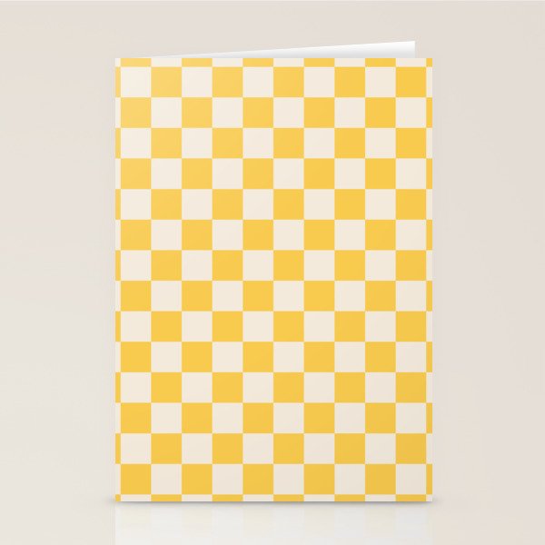 Checkerboard Check Checkered Pattern Yellow Cream Stationery Card Gallery Image 2