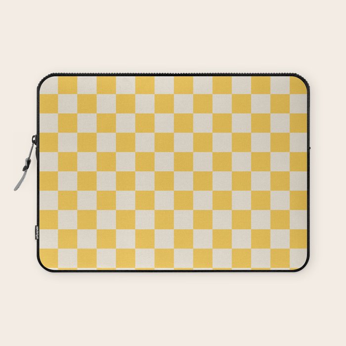 Checkerboard Check Checkered Pattern Yellow Cream Laptop Sleeve Gallery Image 1